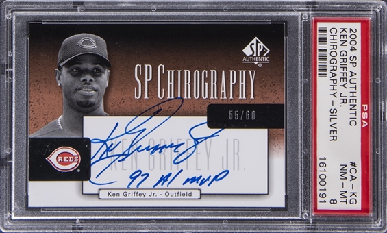 2004 SP Authentic Chirography Silver #CA-KG Ken Griffey Jr. Signed & Inscribed Card (#55/60) - PSA NM-MT 8